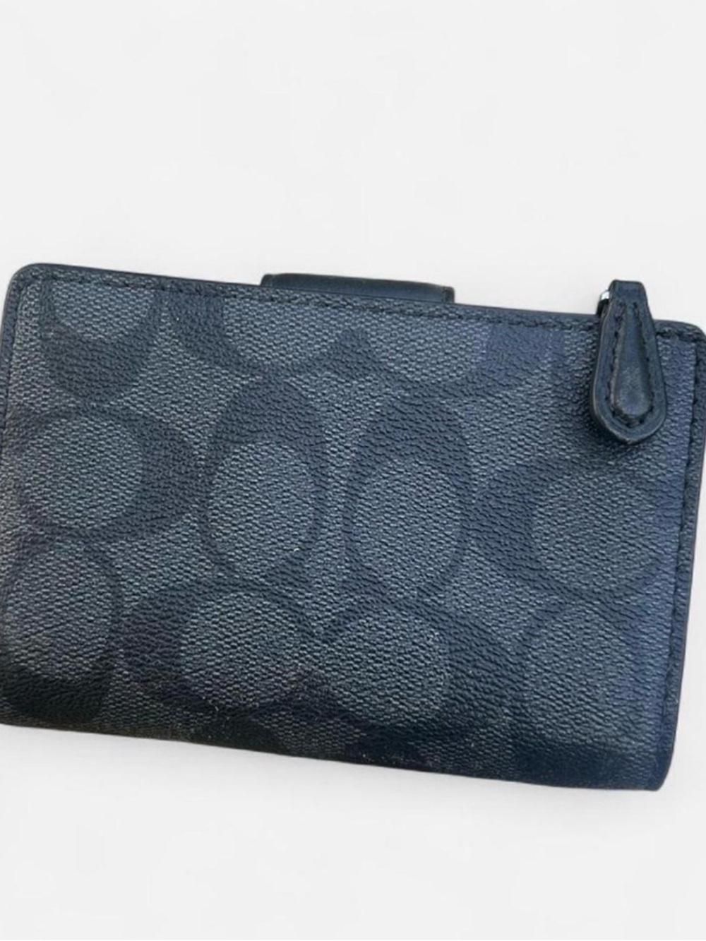 Coach Black Signature Compact Snap Wallet - Picture 2 of 5